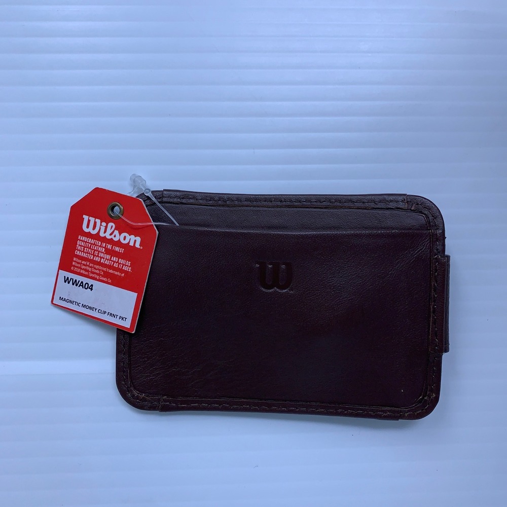 Wilson Mens OS Brown Leather Magnetic Front Pocket Money Clip Wallet NWT
